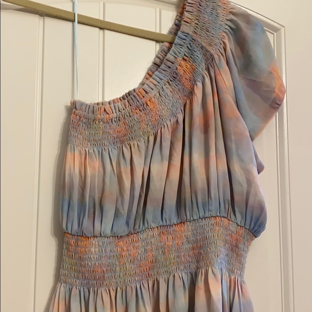 One shoulder tie dye dress